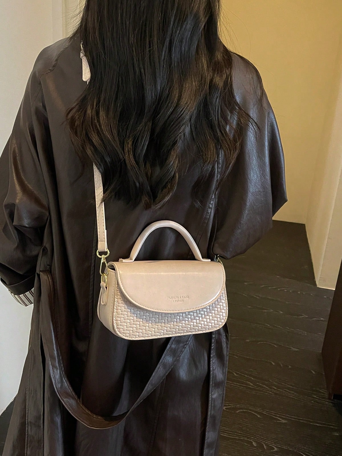 Women's Square Handbag Phone Bag Fashion Patchwork Elegant Minimalist Crossbody Shoulder Bag White
