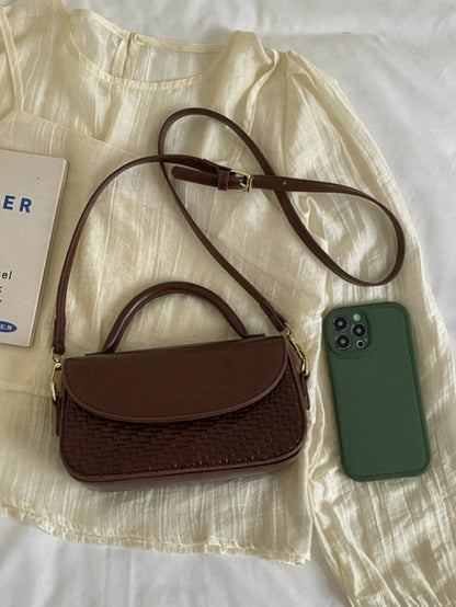 Women's Square Handbag Phone Bag Fashion Patchwork Elegant Minimalist Crossbody Shoulder Bag White