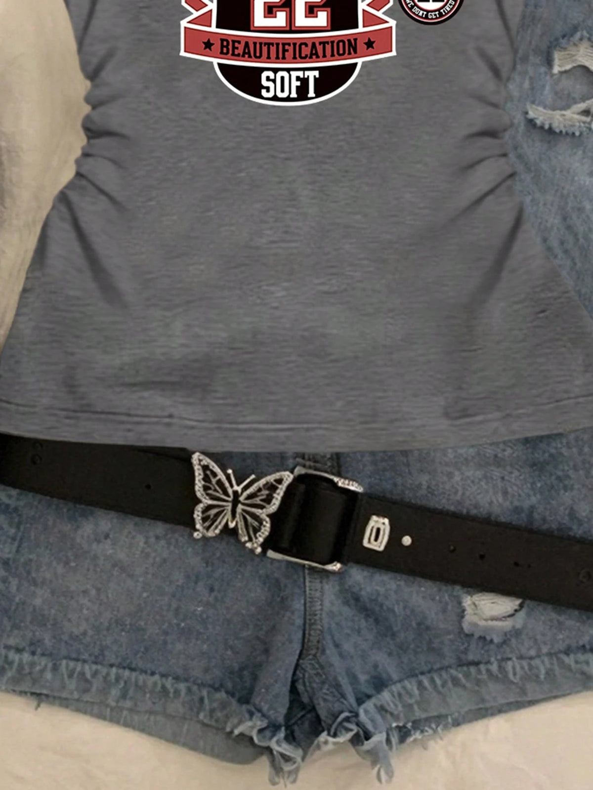 Women's Striped Letter Print Casual Versatile Daily Wear T-Shirt, Summer