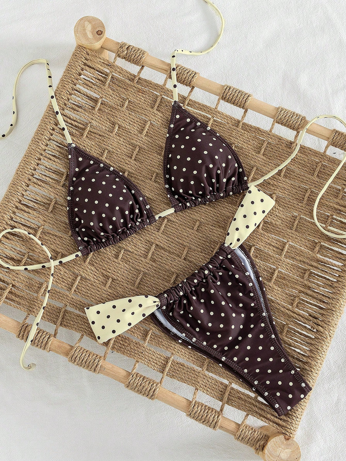 Women's Striped Print Halter Tie Two Pieces Swimsuit, Sexy Fashion Minimalist, Suitable For Young Girls, Beach Vacation, Travel And Dating Summer