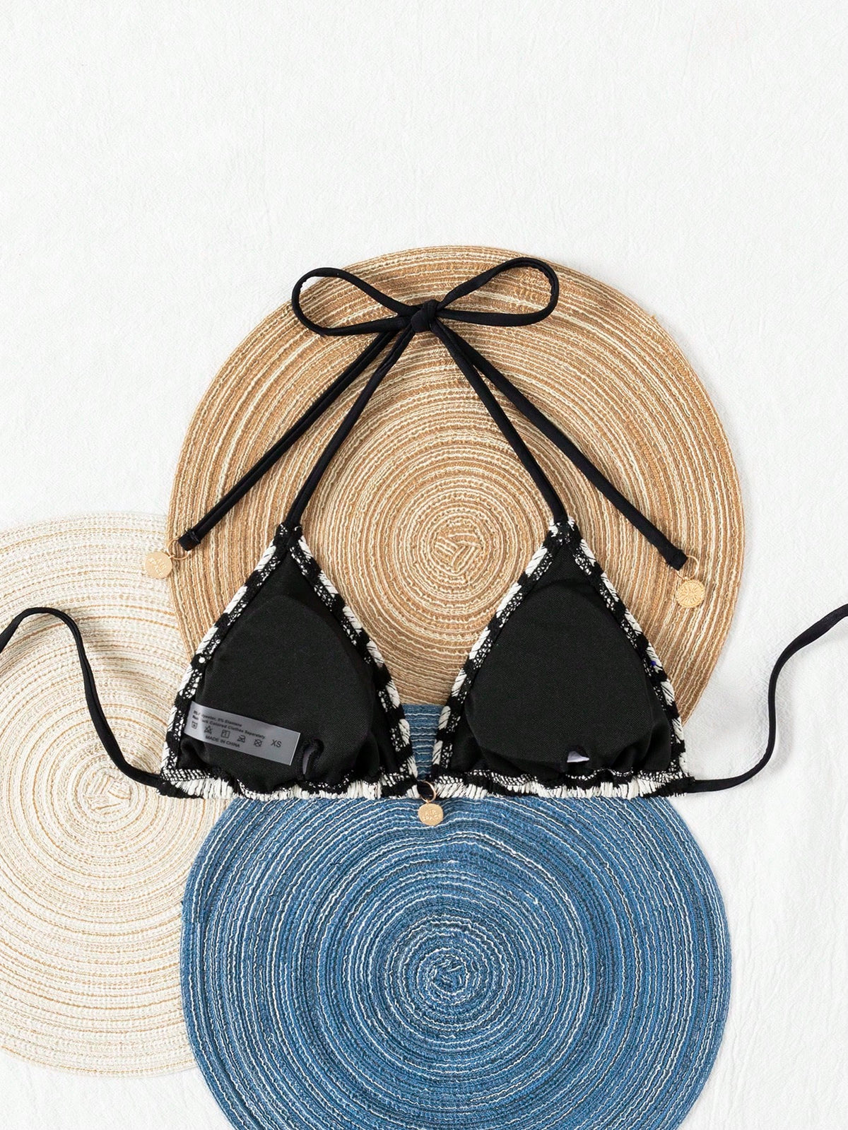 Women's Summer Beach Striped Tie-Front Bikini Top, European And American Popular Swimwear Vacation