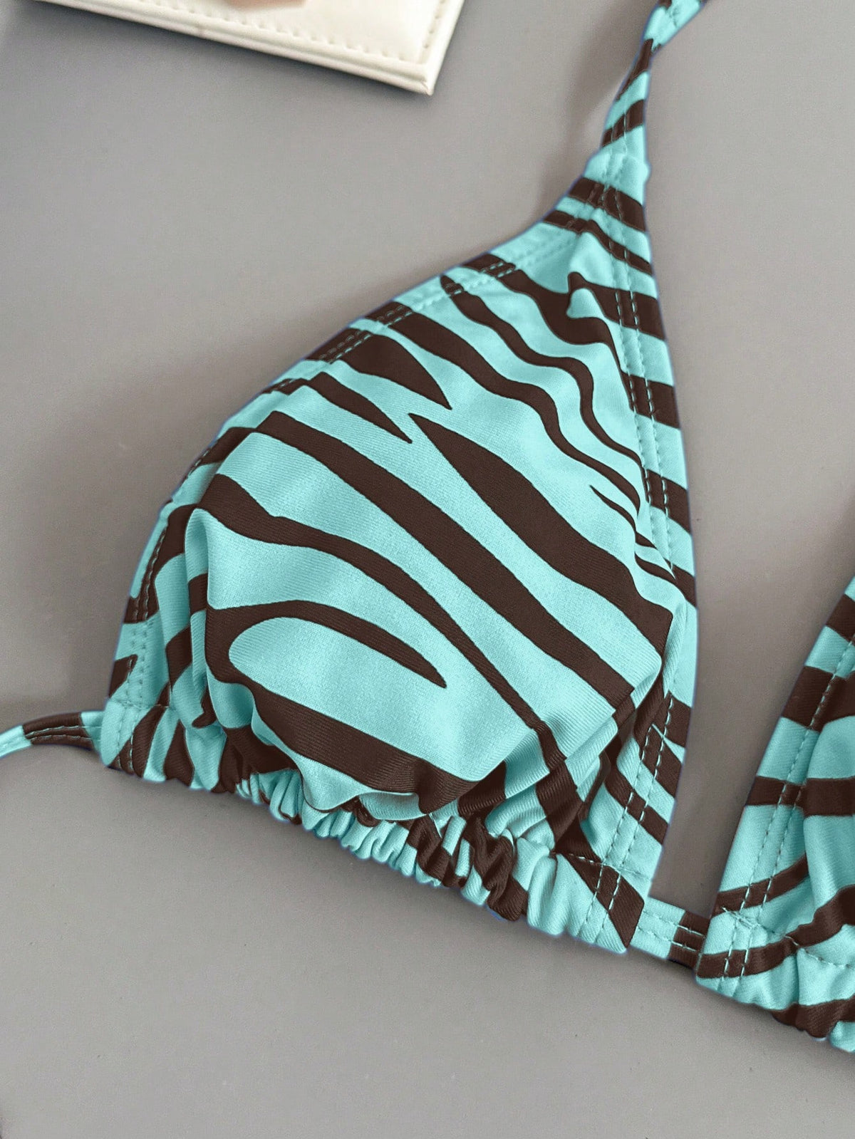 Women's Summer Beach Vacation Holiday Vacation Zebra Print Spaghetti Strap Bikini And Triangle Panty Swimwear Set Holiday Brown Zebra Print Casual