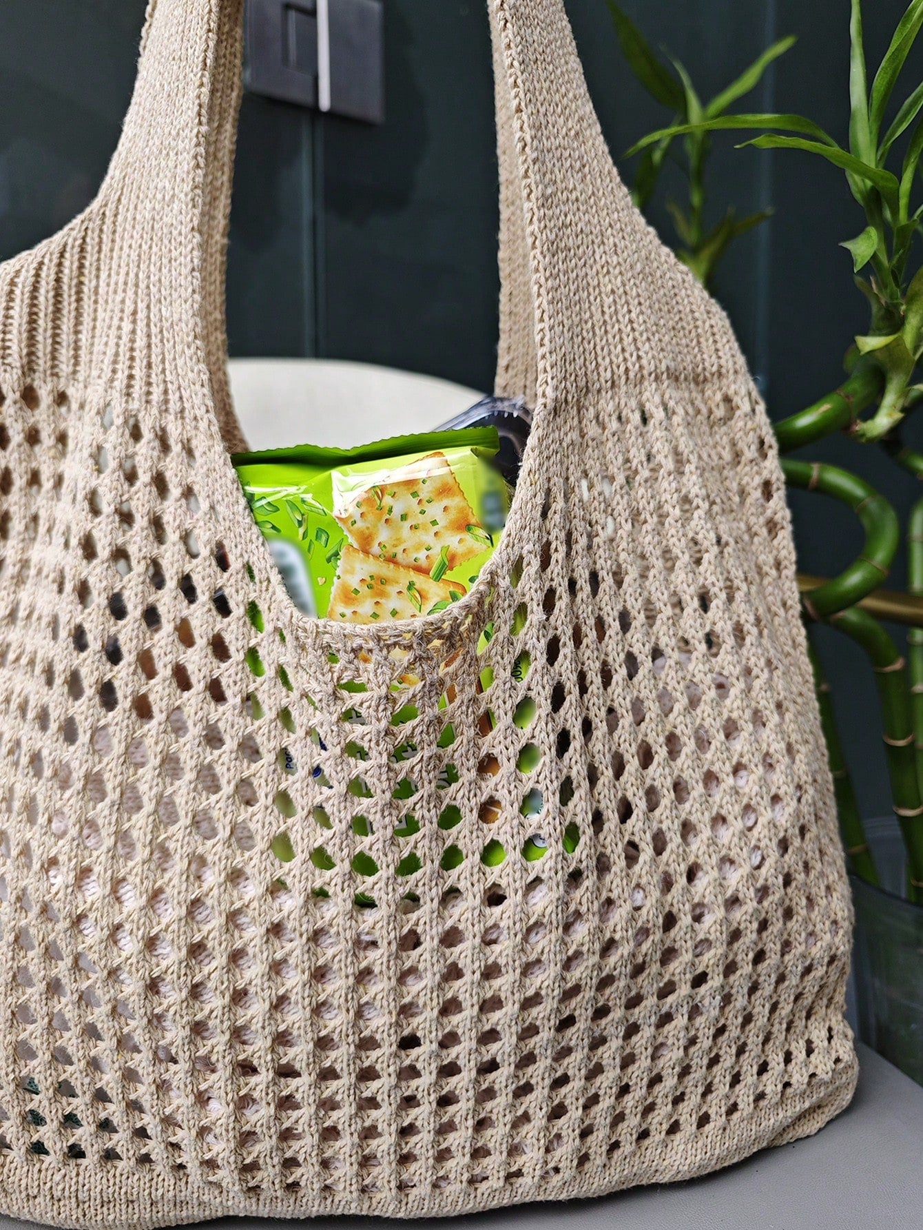 Women's Tote Bag, Back To School Crochet Woven Bag, Large Women's Handbag, Women's Knitted Shoulder Bag, Crochet Woven Bag, Girls' Crochet Woven Bag, Summer Beach Tote Bag, Large Capacity Student Summ