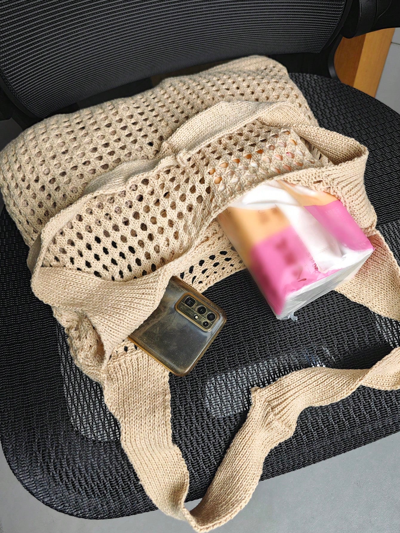 Women's Tote Bag, Back To School Crochet Woven Bag, Large Women's Handbag, Women's Knitted Shoulder Bag, Crochet Woven Bag, Girls' Crochet Woven Bag, Summer Beach Tote Bag, Large Capacity Student Summ