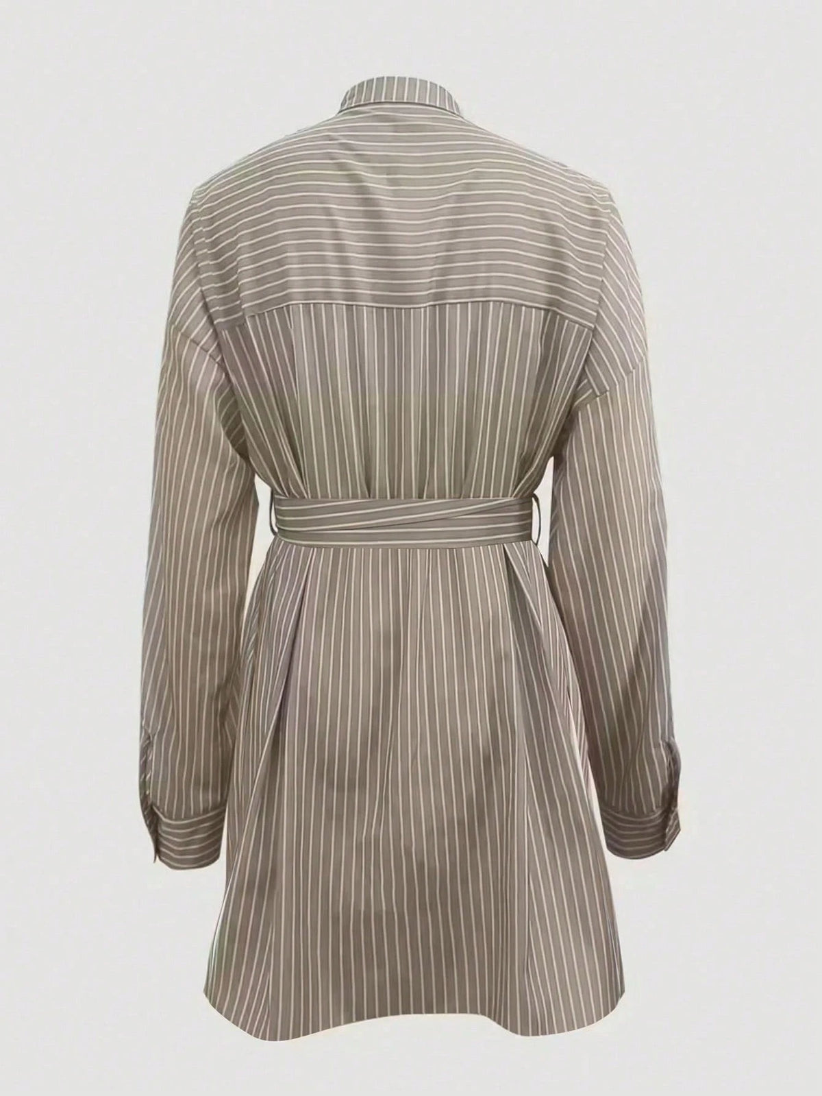 Women's Vintage Brown Striped Shirt, Fashion Long Sleeve Blouse, Brown Top, Elegant Women's Blouses, Holiday Outfits For Women, Summer/Spring Clothing