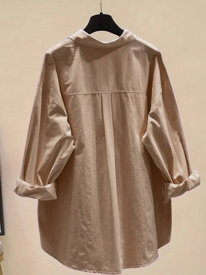 Women Solid Color Minimalist Button Up Shirt, For Everyday Wear Casual Summer