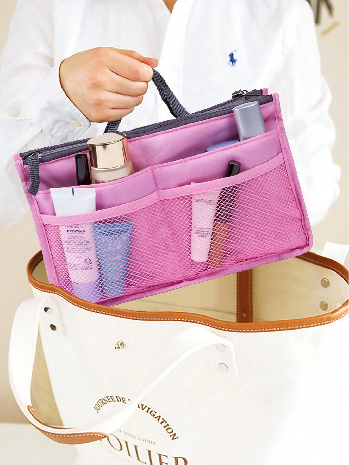 Women Travel Insert Organizer Handbag Purse Large Liner Lady Makeup Cosmetic Bag Female Tote Bag Organiser School Supplies Teacher Gifts Back To School Teacher Accessories
