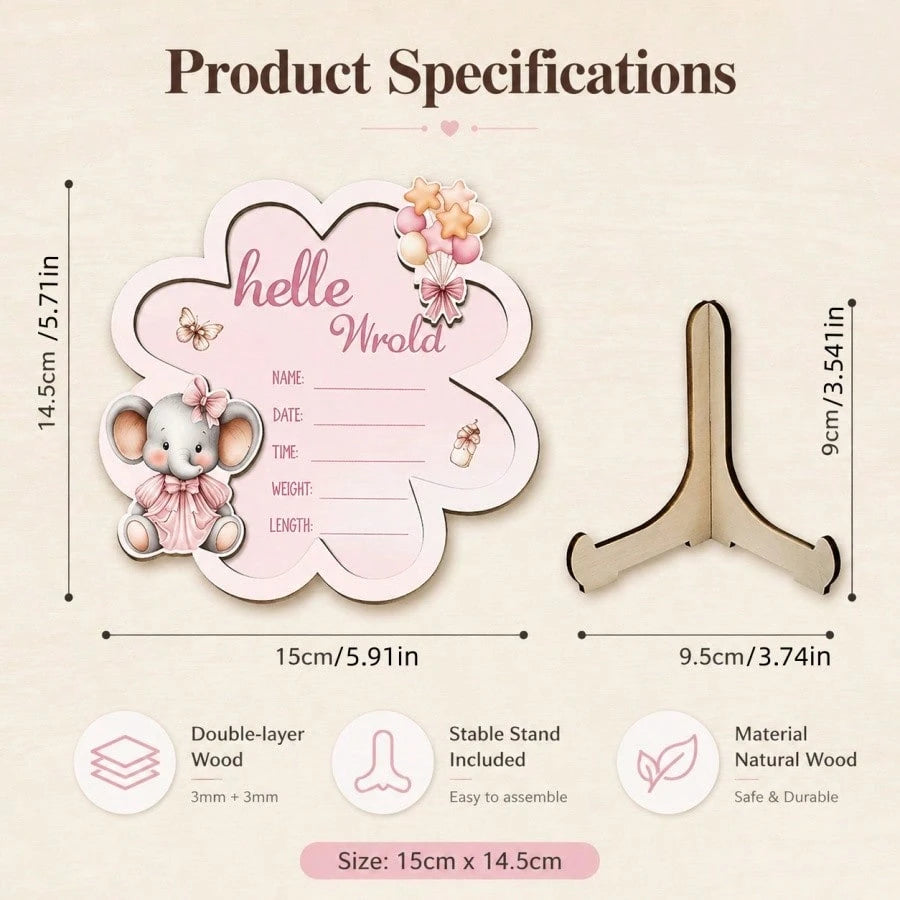 Wooden Baby Birth Announcement Sign Hello World Newborn Birth Announcement Board Baby Name Birth Announcement Sign Newborn Welcome Sign For Hospital Use