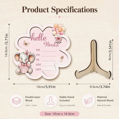 Wooden Baby Birth Announcement Sign Hello World Newborn Birth Announcement Board Baby Name Birth Announcement Sign Newborn Welcome Sign For Hospital Use