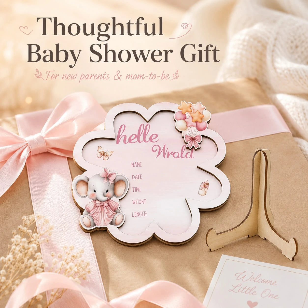 Wooden Baby Birth Announcement Sign Hello World Newborn Birth Announcement Board Baby Name Birth Announcement Sign Newborn Welcome Sign For Hospital Use