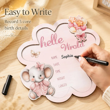 Wooden Baby Birth Announcement Sign Hello World Newborn Birth Announcement Board Baby Name Birth Announcement Sign Newborn Welcome Sign For Hospital Use