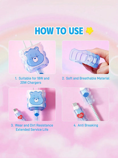 X Care Bears Gradient Blue Charging Head Protective Case (Without Data Cable), Suitable For IPhone Charger