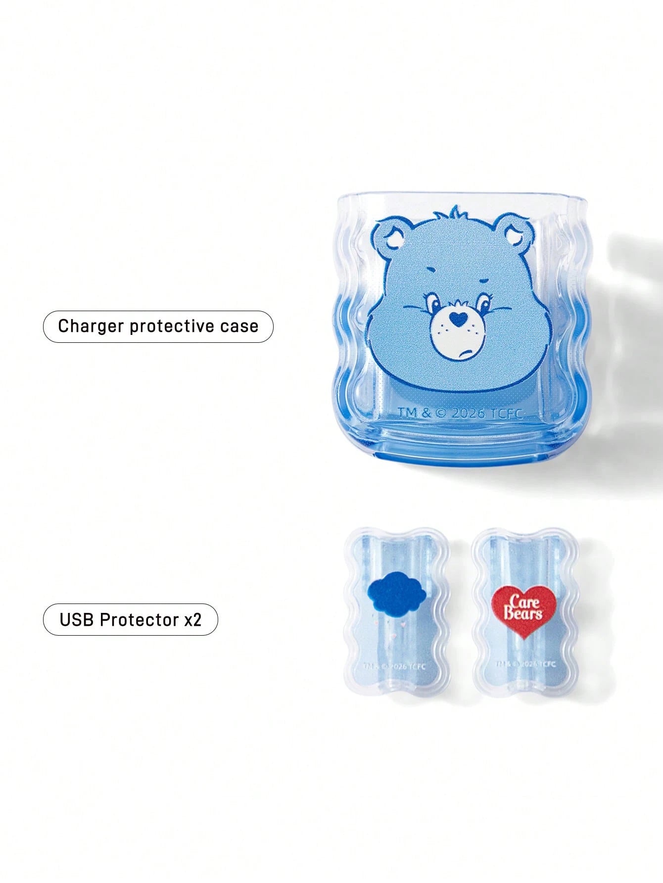 X Care Bears Gradient Blue Charging Head Protective Case (Without Data Cable), Suitable For IPhone Charger