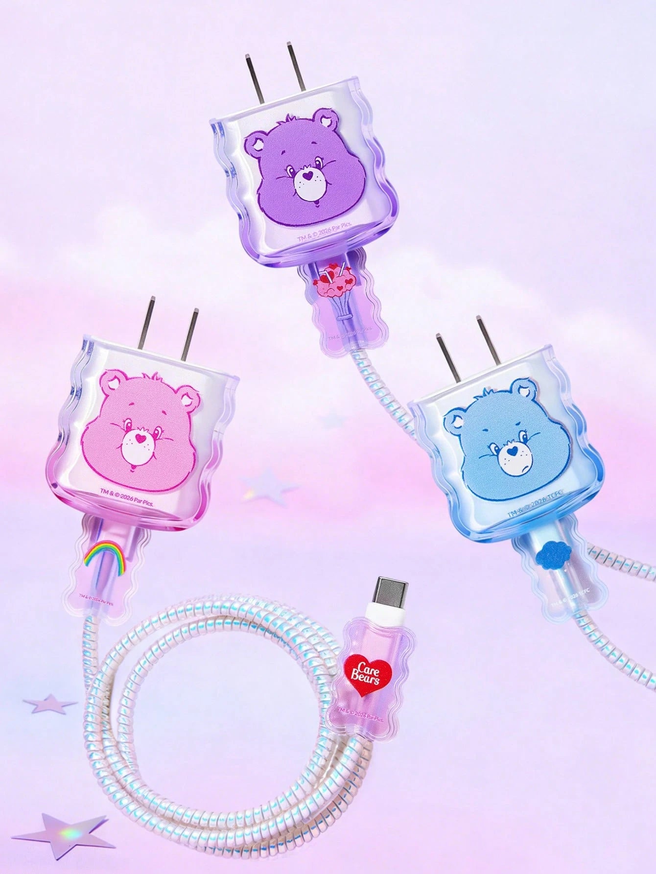 X Care Bears Gradient Blue Charging Head Protective Case (Without Data Cable), Suitable For IPhone Charger