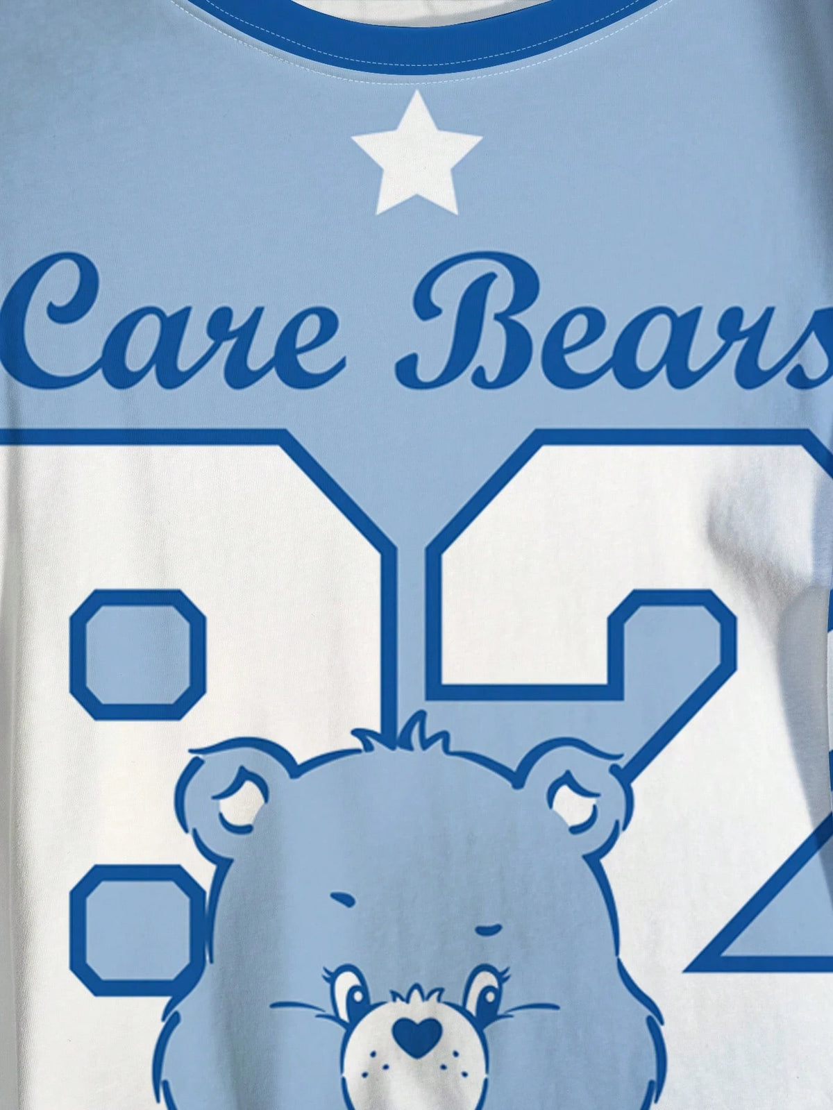 X Care Bears Plus Size Summer Casual Letter & Bear Print Round Neck Short Sleeve T-Shirt