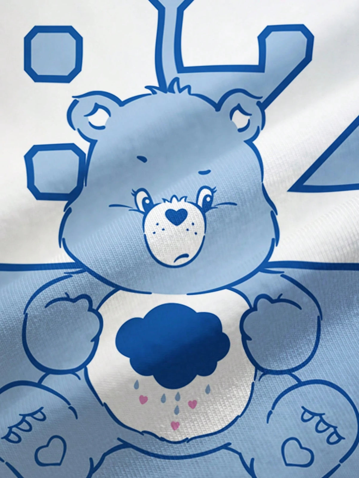 X Care Bears Plus Size Summer Casual Letter & Bear Print Round Neck Short Sleeve T-Shirt