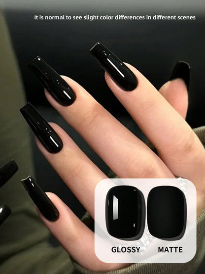 XEIJAYI 1pc 15ml Black Nail Polish Liquid, Unscented High Glossy UV LED Nail Polish, Fragrance-Free Pure Black French Manicure Salon DIY Nail Art