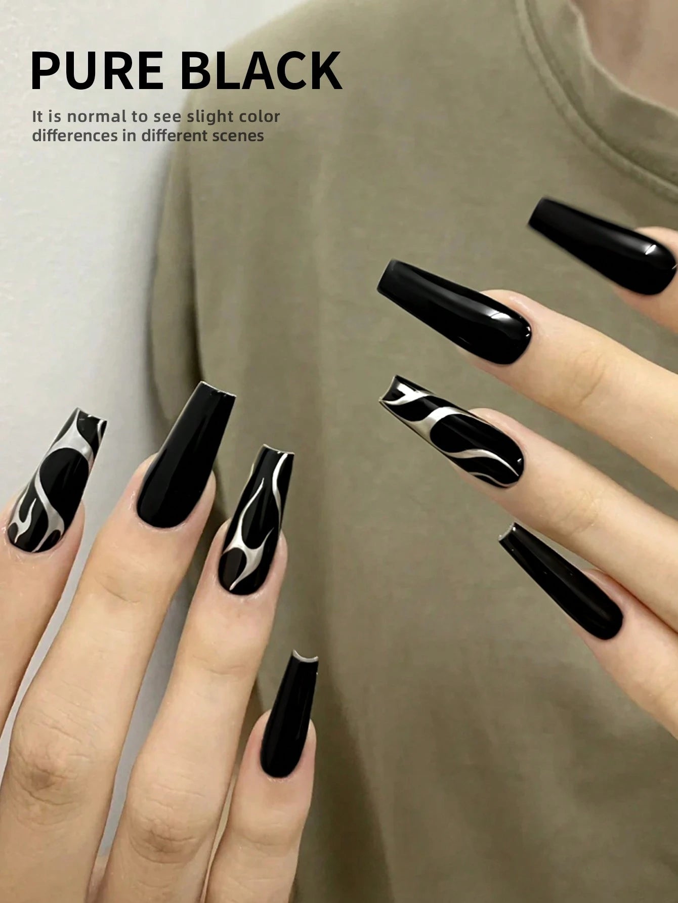 XEIJAYI 1pc 15ml Black Nail Polish Liquid, Unscented High Glossy UV LED Nail Polish, Fragrance-Free Pure Black French Manicure Salon DIY Nail Art