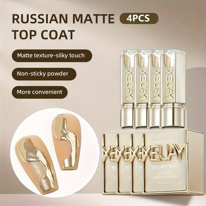 XEIJAYI 4Pcs 15Ml Russian Matte Rubber Topcoat Gel Polishing Seal UV Neon Art Design Matte Primer Popular