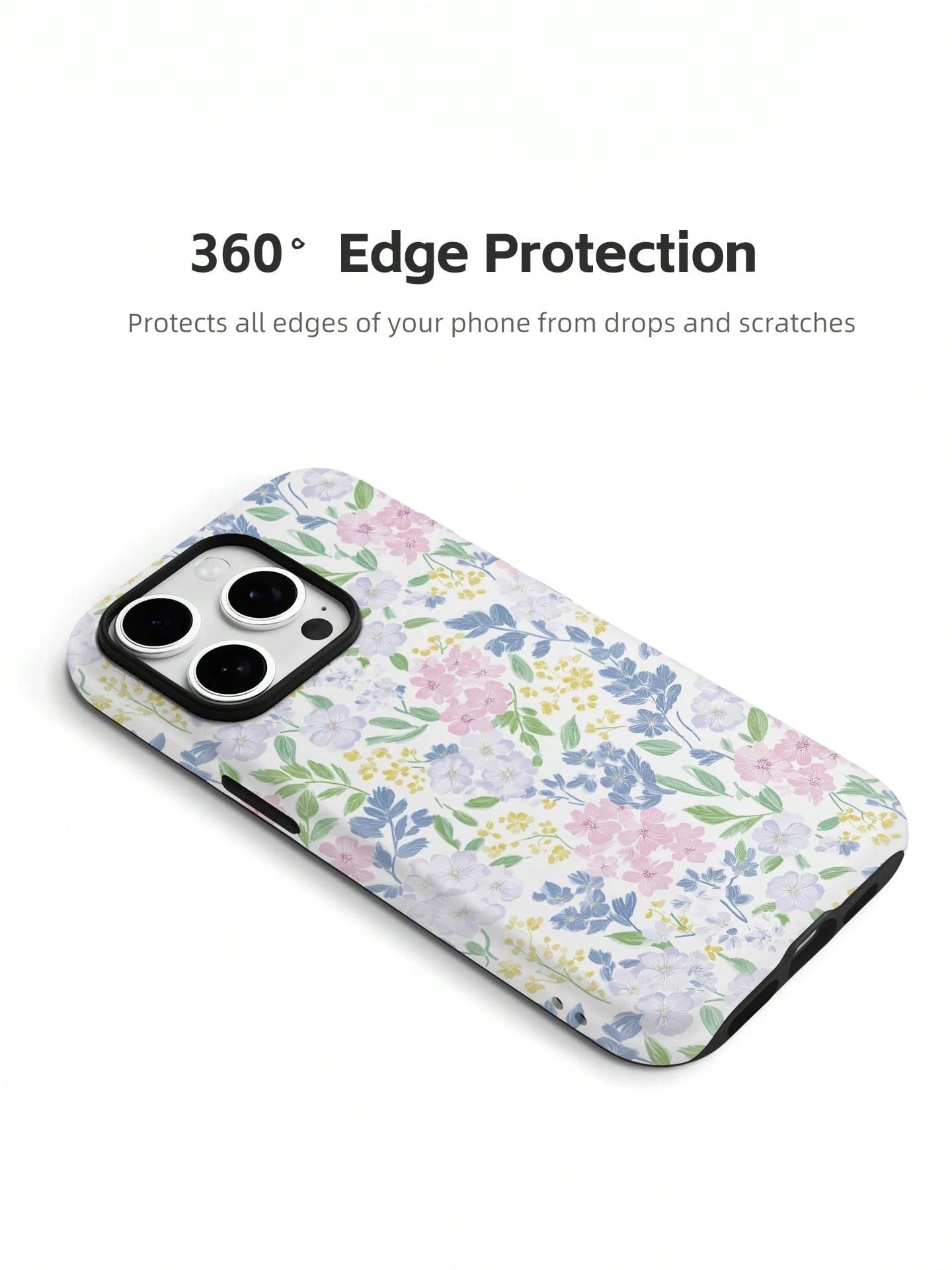 xercxerc Flower Print 2-In-1 PC Hard Shell Outer TPU Soft Shell Inner Large Window For IPhone 11 12 13 14 15 16 17 Pro ProMax Air