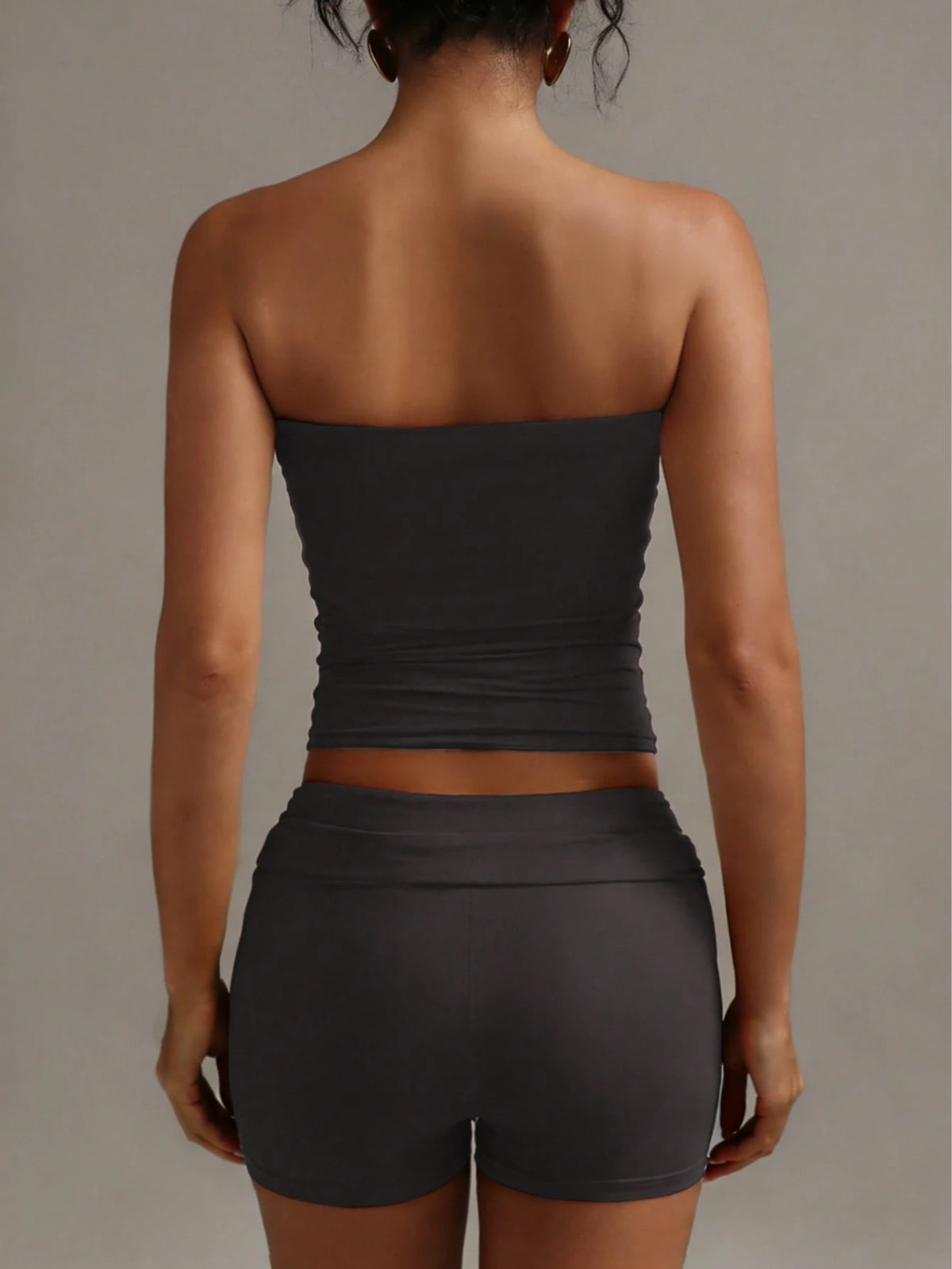 XLLAIS Sexy Strapless Cropped Tank Top, Fashionable Solid Color Elastic Fitted Yoga Bandeau Bra Casual Summer