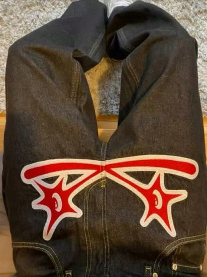 Y2K Jeans Men Hip Hop Gothic Street New Rock Clothing Jeans Women Pants Harajuku Casual Black Denim Trousers Streetwear