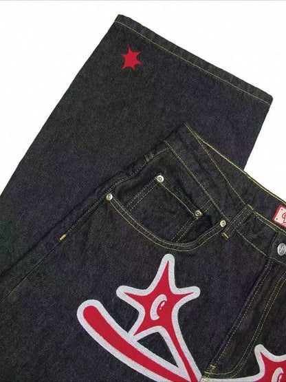 Y2K Jeans Men Hip Hop Gothic Street New Rock Clothing Jeans Women Pants Harajuku Casual Black Denim Trousers Streetwear