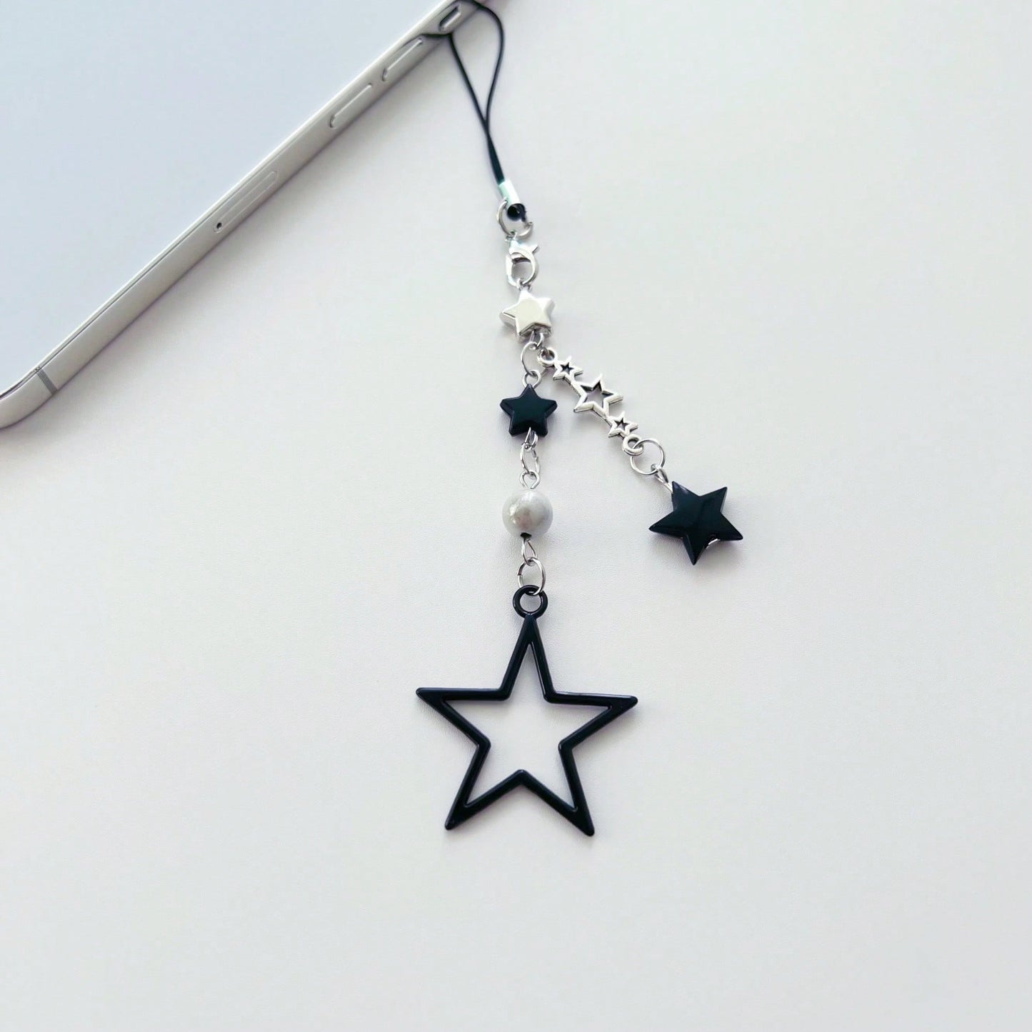 Y2K Style Beaded Five-Pointed Star Black Star Sweet & Cool Millennium Pop Girl's Lanyard, Phone Strap, Bag Charm, Versatile Accessory