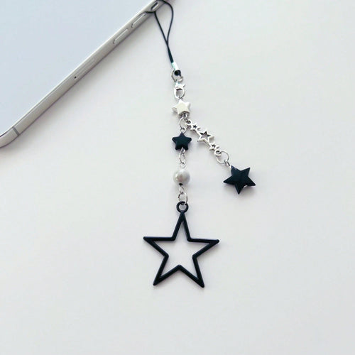 Y2K Style Beaded Five-Pointed Star Black Star Sweet & Cool Millennium Pop Girl's Lanyard, Phone Strap, Bag Charm, Versatile Accessory