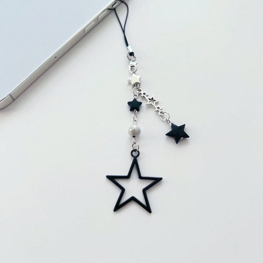 Y2K Style Beaded Five-Pointed Star Black Star Sweet & Cool Millennium Pop Girl's Lanyard, Phone Strap, Bag Charm, Versatile Accessory