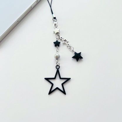 Y2K Style Beaded Five-Pointed Star Black Star Sweet & Cool Millennium Pop Girl's Lanyard, Phone Strap, Bag Charm, Versatile Accessory