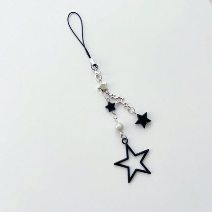 Y2K Style Beaded Five-Pointed Star Black Star Sweet & Cool Millennium Pop Girl's Lanyard, Phone Strap, Bag Charm, Versatile Accessory