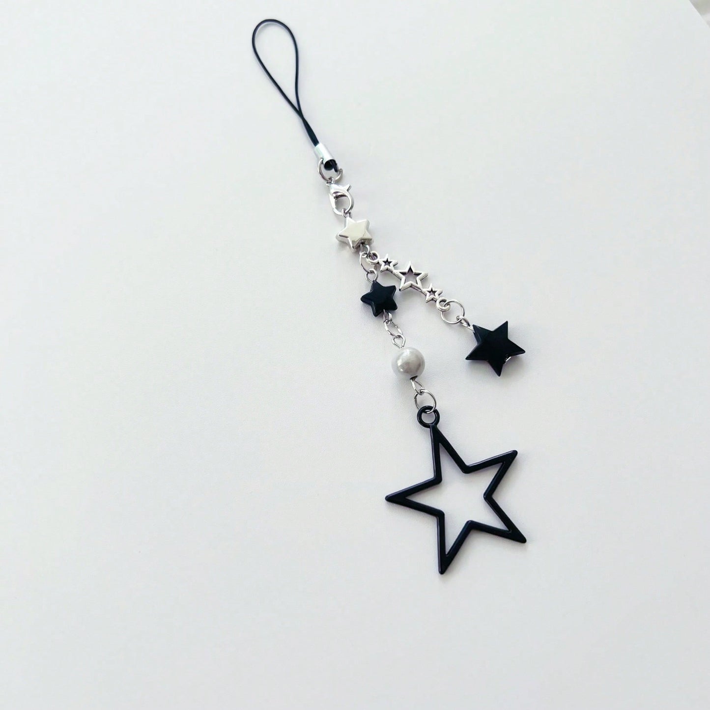 Y2K Style Beaded Five-Pointed Star Black Star Sweet & Cool Millennium Pop Girl's Lanyard, Phone Strap, Bag Charm, Versatile Accessory