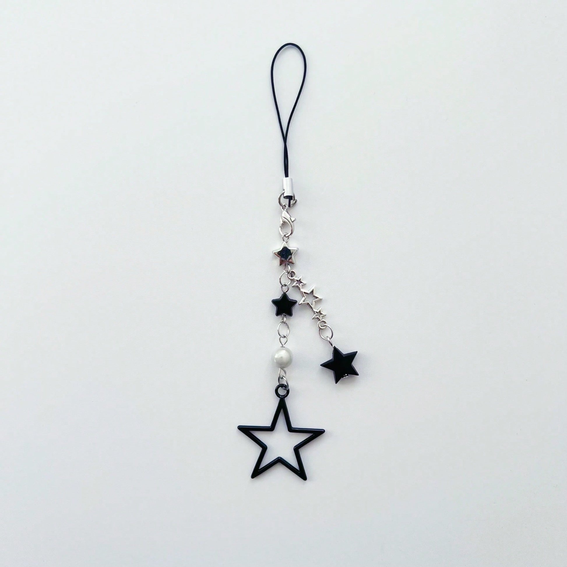 Y2K Style Beaded Five-Pointed Star Black Star Sweet & Cool Millennium Pop Girl's Lanyard, Phone Strap, Bag Charm, Versatile Accessory