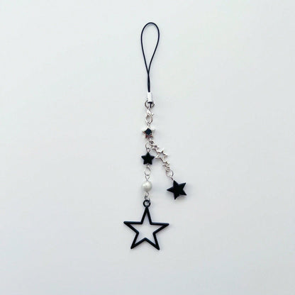 Y2K Style Beaded Five-Pointed Star Black Star Sweet & Cool Millennium Pop Girl's Lanyard, Phone Strap, Bag Charm, Versatile Accessory