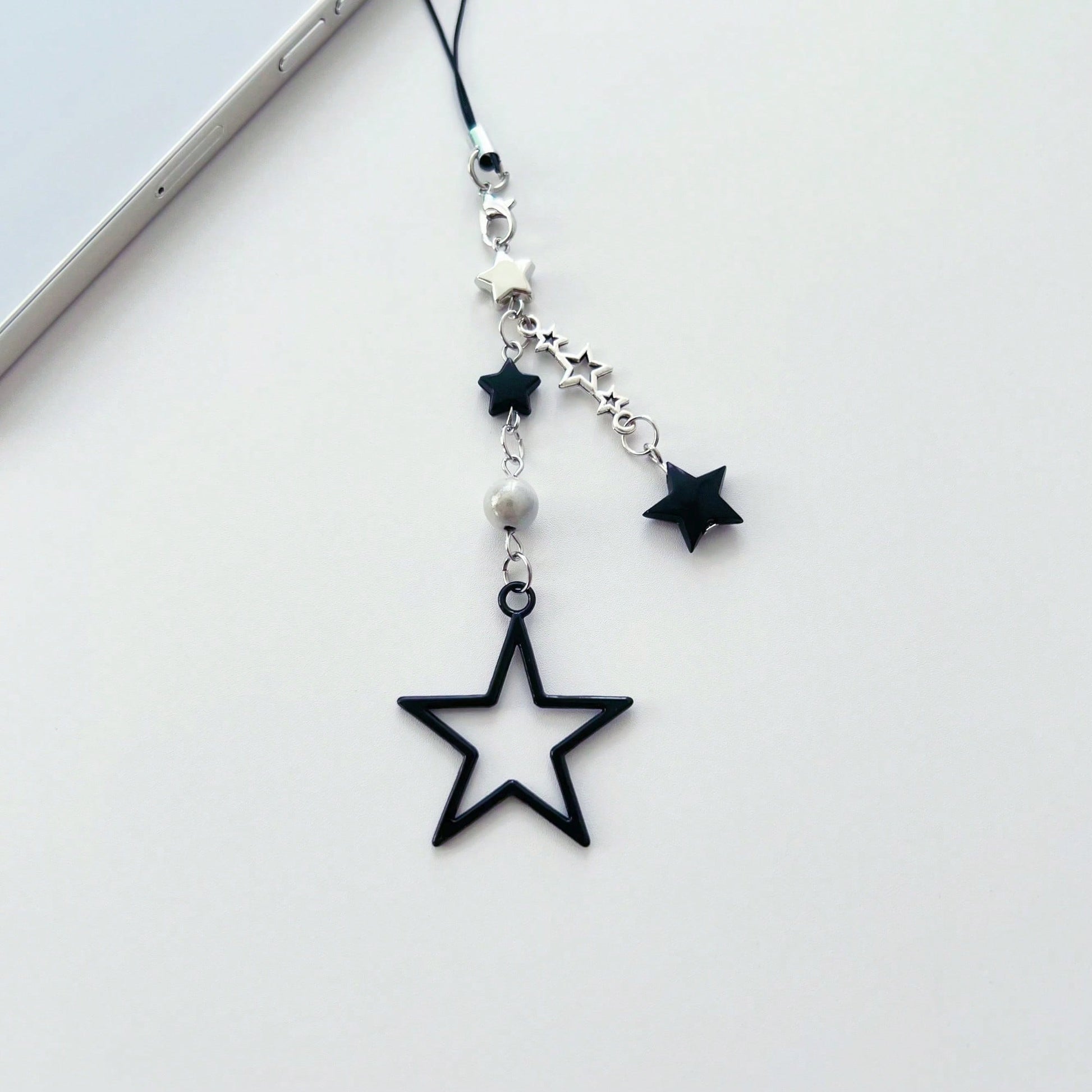 Y2K Style Beaded Five-Pointed Star Black Star Sweet & Cool Millennium Pop Girl's Lanyard, Phone Strap, Bag Charm, Versatile Accessory