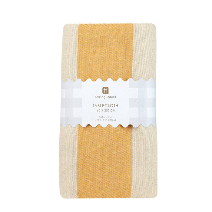 Yellow Stripe Cotton XL Tablecloth - 63 × 98 in | Spring |