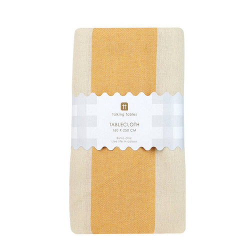 Yellow Stripe Cotton XL Tablecloth - 63 × 98 in | Spring |