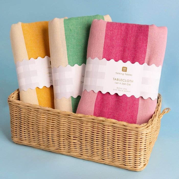 Yellow Stripe Cotton XL Tablecloth - 63 × 98 in | Spring |