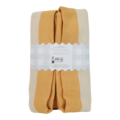Yellow Stripe Cotton XL Tablecloth - 63 × 98 in | Spring |