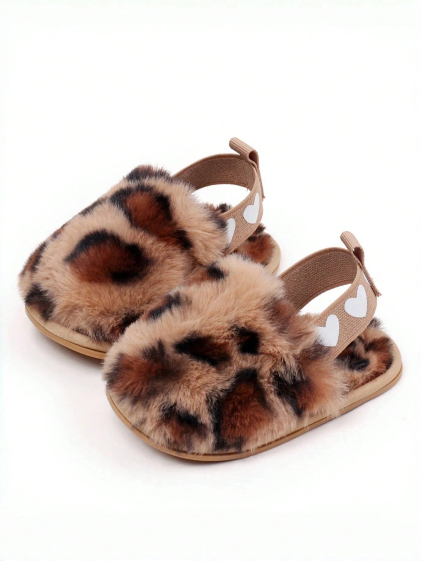 Yibubu Brown Infant Shoes, Leopard Print Infant Girl Slippers, Warm And Comfortable Infant Girl Sandals, Non-Slip Rubber Sole Infant Walking Shoes, Newborn Indoor Slippers