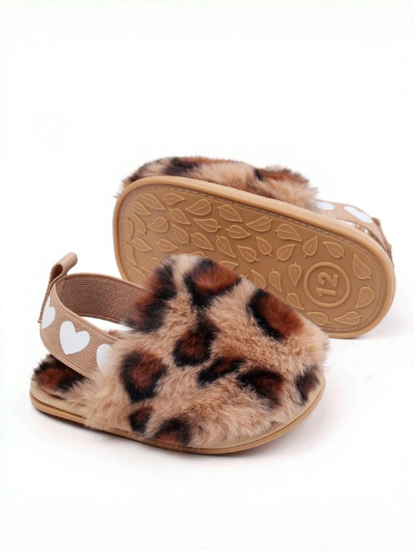 Yibubu Brown Infant Shoes, Leopard Print Infant Girl Slippers, Warm And Comfortable Infant Girl Sandals, Non-Slip Rubber Sole Infant Walking Shoes, Newborn Indoor Slippers