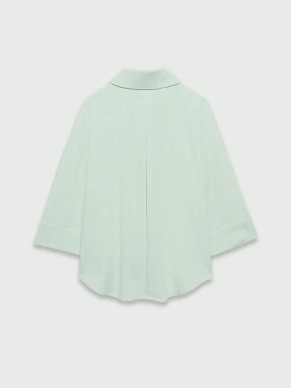 YROOE Women's Casual Versatile Blouse, Minimalist/Business Casual/Daily Commute/Simple Elegant, Fashion Casual Turndown Collar Wide Sleeve Shirt, Spring/Summer/Autumn/Winter