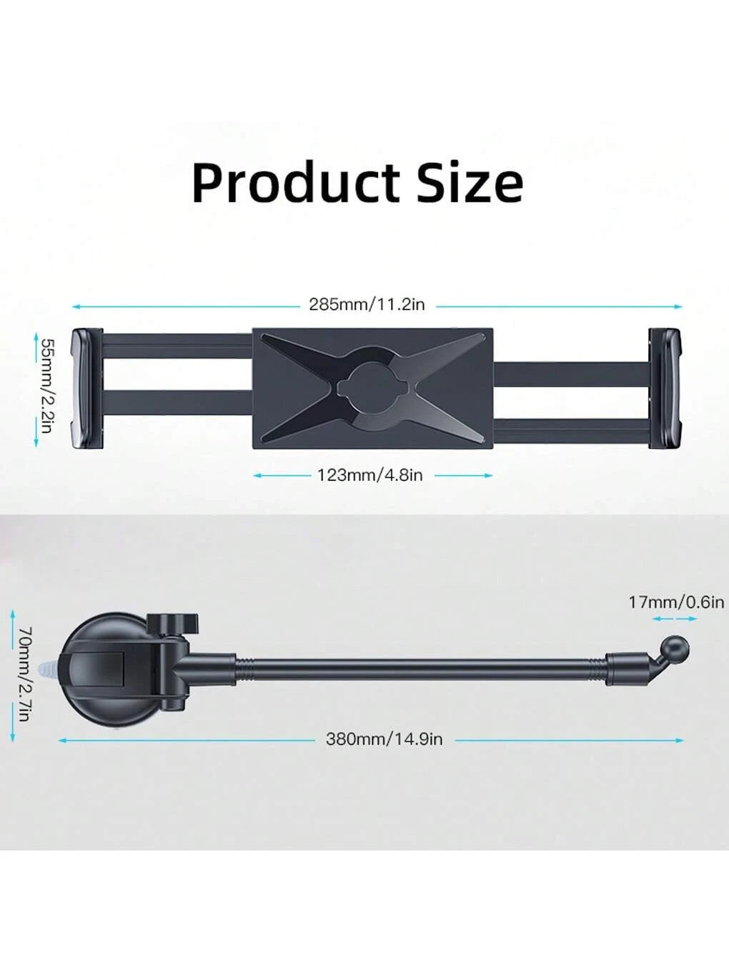 YWOR Car Dash Tablet Holder Mount, Rotatable Dashboard Phone Stand With Strong Sticky Gel Suction Cup, Waterproof ABS Material For 4-13" Devices