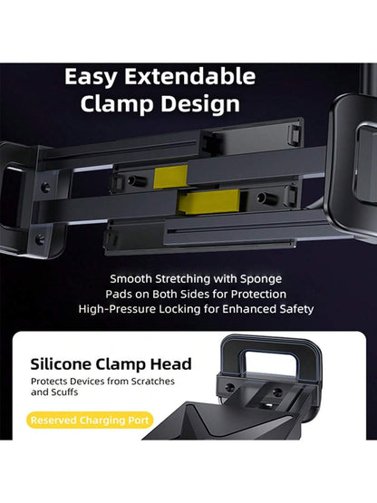 YWOR Car Dash Tablet Holder Mount, Rotatable Dashboard Phone Stand With Strong Sticky Gel Suction Cup, Waterproof ABS Material For 4-13" Devices