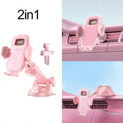YWOR Pink Car Phone Holder, Universal Phone Mount, Suitable For Car Dashboard, Windshield, Car Window, Car Phone Cradle, Compatible With Smartphones With Thick Phone Cases, Christmas Gift