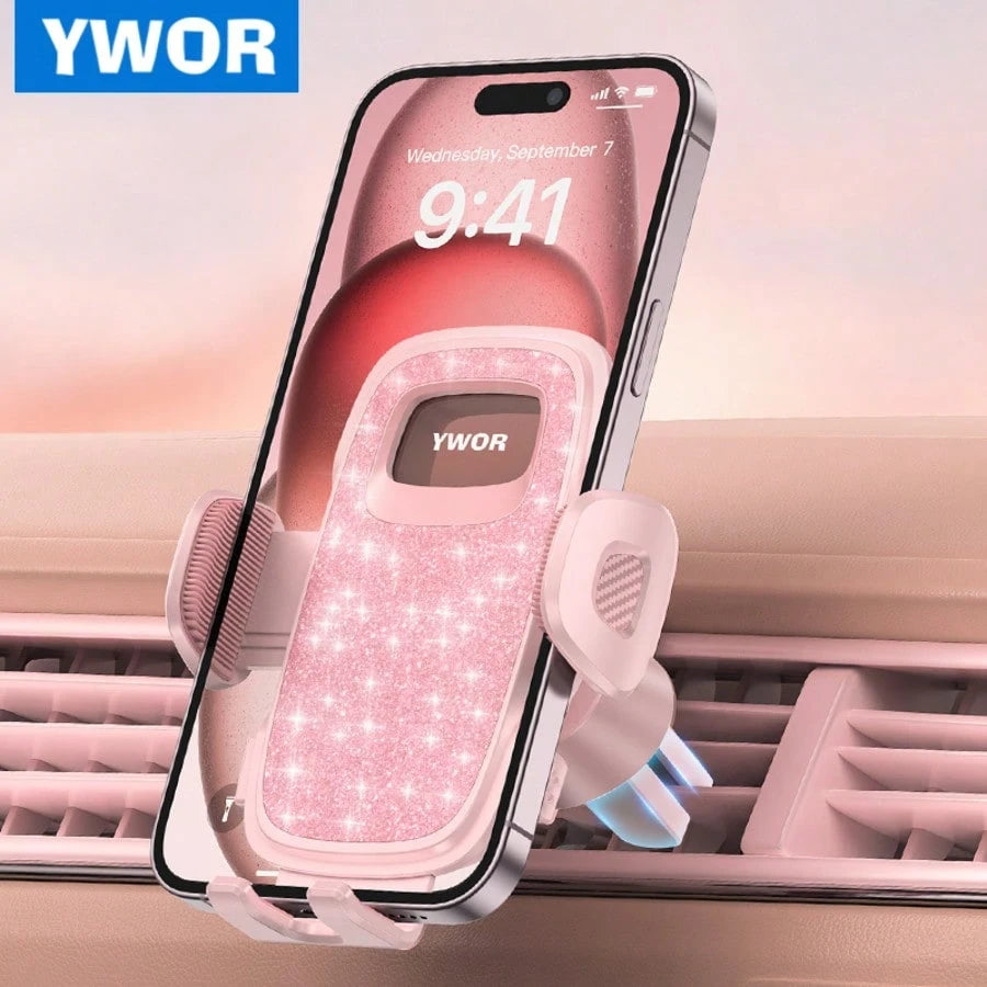 YWOR Pink Car Phone Holder, Universal Phone Mount, Suitable For Car Dashboard, Windshield, Car Window, Car Phone Cradle, Compatible With Smartphones With Thick Phone Cases, Christmas Gift