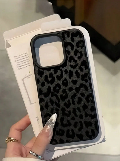 Zazumi 1pc Black Leopard Print Full Coverage Phone Case Compatible With IPhone 16/15 Pro Max/15 Pro/15/14/13/12/11, IPhone 13 Pro/14 Pro Max, Series
