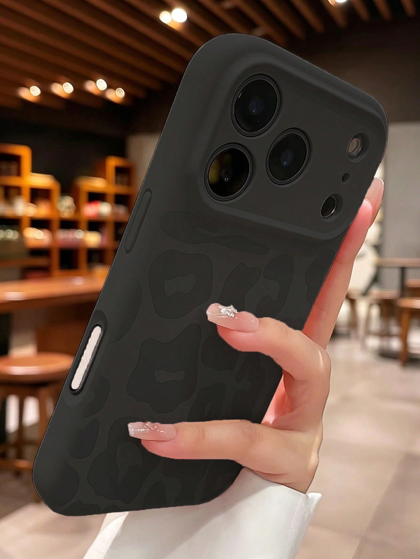Zazumi 1pc Black Leopard Print Full Coverage Phone Case Compatible With IPhone 16/15 Pro Max/15 Pro/15/14/13/12/11, IPhone 13 Pro/14 Pro Max, Series