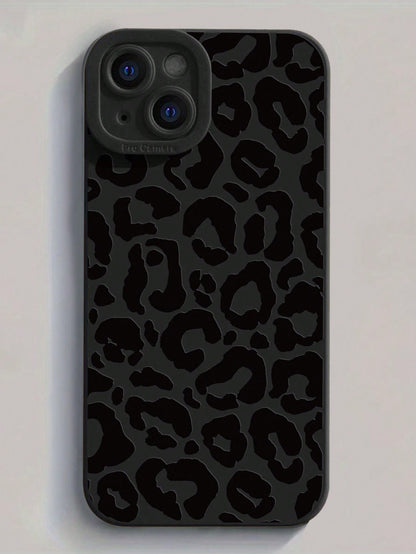 Zazumi 1pc Black Leopard Print Full Coverage Phone Case Compatible With IPhone 16/15 Pro Max/15 Pro/15/14/13/12/11, IPhone 13 Pro/14 Pro Max, Series